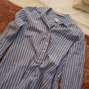 J. Crew Blue Striped Pullover Button Down Shirt